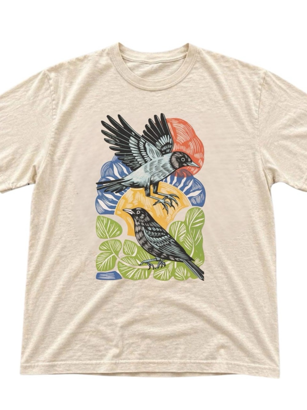 Gildan Short Sleeve Tee with Multicolor Bird Graphic
